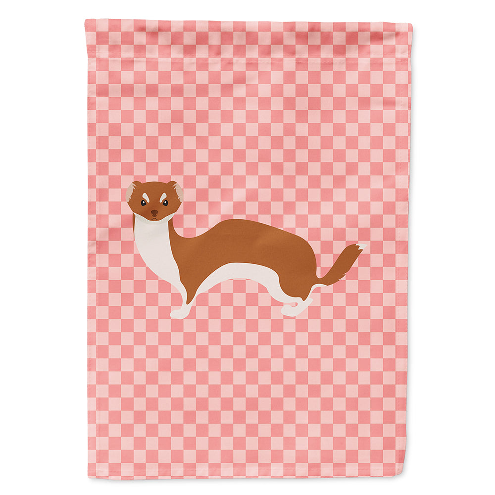 Weasel Pink Check House Flag 28x40 Porch Sleeve Pole Decorative Outside Yard Banner Artwork Wall Hanging, Polyester