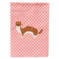 Weasel Pink Check House Flag 28x40 Porch Sleeve Pole Decorative Outside Yard Banner Artwork Wall Hanging, Polyester