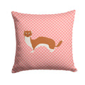 Weasel Pink Check Decorative Throw Pillow 14x14 Indoor Outdoor Accent Cushion, Fabric Cover with Insert for Sofa, Bed, Porch & Living Room