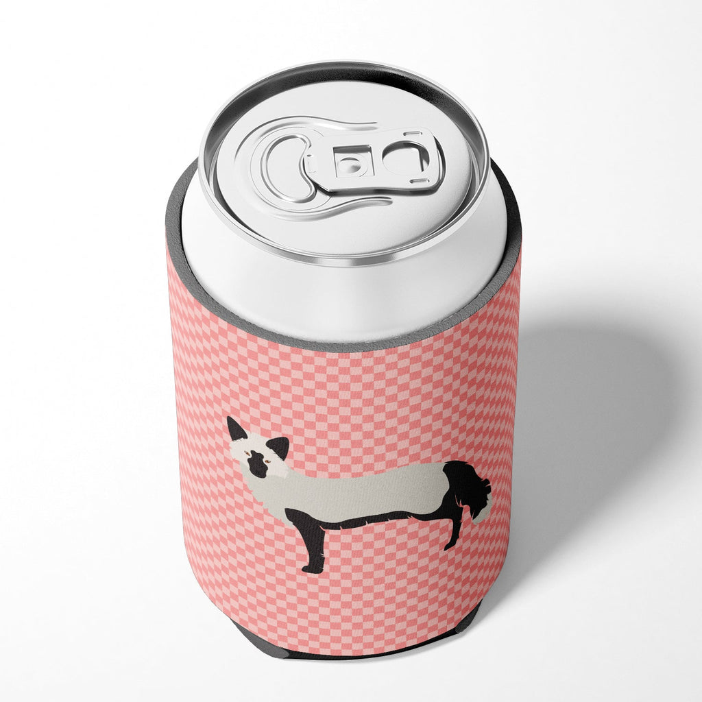 Silver Fox Pink Check Can or Bottle Hugger Cooler Sleeve for Standard 12 oz Cans, Insulated Foam Beer & Soda Can Hugger Reusable