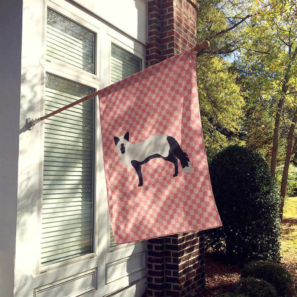 Silver Fox Pink Check House Flag 28x40 Porch Sleeve Pole Decorative Outside Yard Banner Artwork Wall Hanging, Polyester