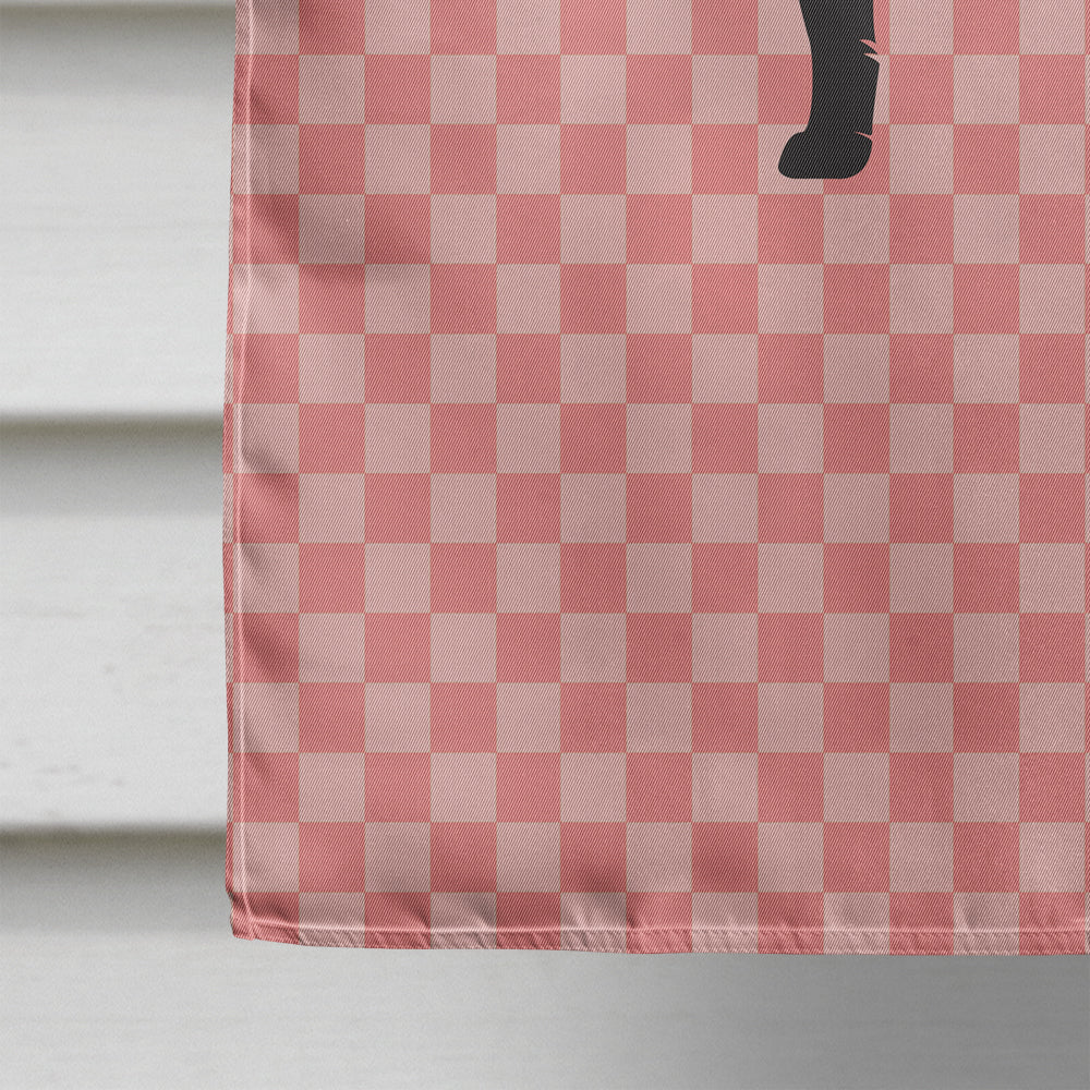 Silver Fox Pink Check House Flag 28x40 Porch Sleeve Pole Decorative Outside Yard Banner Artwork Wall Hanging, Polyester