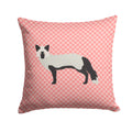 Silver Fox Pink Check Decorative Throw Pillow 14x14 Indoor Outdoor Accent Cushion, Fabric Cover with Insert for Sofa, Bed, Porch & Living Room