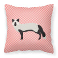 Silver Fox Pink Check Decorative Throw Pillow 18x18 Indoor Outdoor Accent Cushion, Fabric Cover with Insert for Sofa, Bed, Porch & Living Room