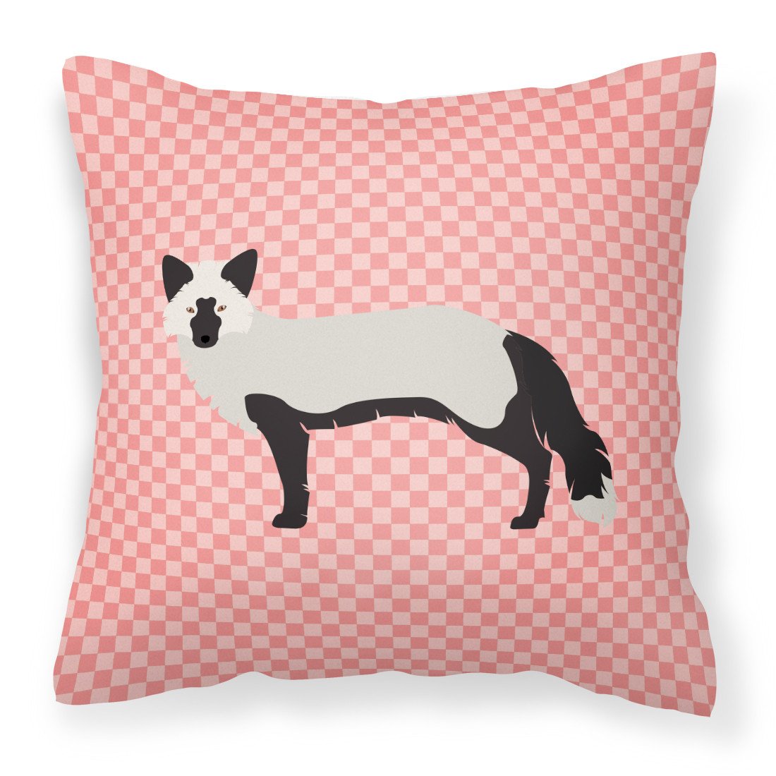 Silver Fox Pink Check Decorative Throw Pillow 18x18 Indoor Outdoor Accent Cushion, Fabric Cover with Insert for Sofa, Bed, Porch & Living Room