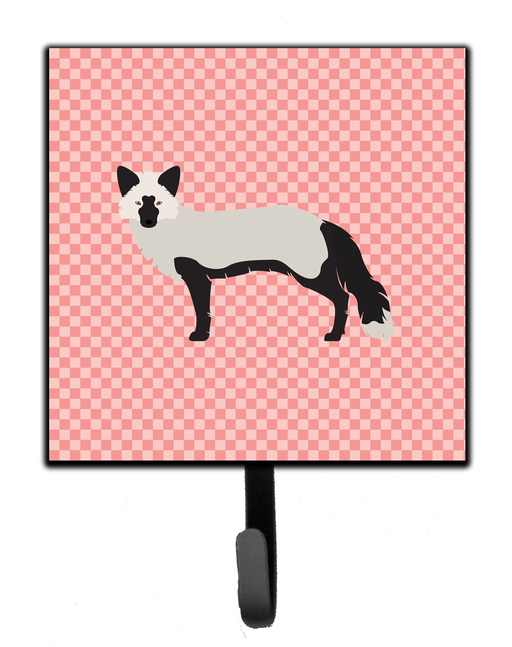 Silver Fox Pink Check Leash or Key Holder Wall Hooks, Key Hooks Holder, Coat Rack Wall Mount, Coat Hooks, Hooks for Hanging Keys, Towels, Aprons, Leashes