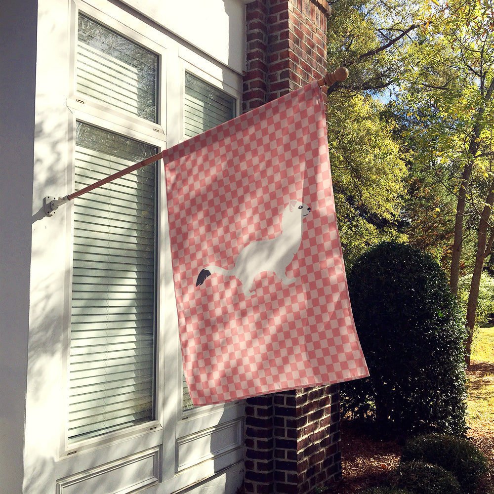 Stoat Short-tailed Weasel Pink Check House Flag 28x40 Porch Sleeve Pole Decorative Outside Yard Banner Artwork Wall Hanging, Polyester