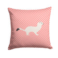 Stoat Short-tailed Weasel Pink Check Decorative Throw Pillow 14x14 Indoor Outdoor Accent Cushion, Fabric Cover with Insert for Sofa, Bed, Porch & Living Room