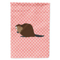 Eurasian Beaver Pink Check House Flag 28x40 Porch Sleeve Pole Decorative Outside Yard Banner Artwork Wall Hanging, Polyester