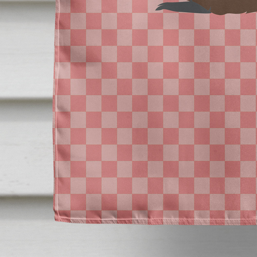 Eurasian Beaver Pink Check House Flag 28x40 Porch Sleeve Pole Decorative Outside Yard Banner Artwork Wall Hanging, Polyester