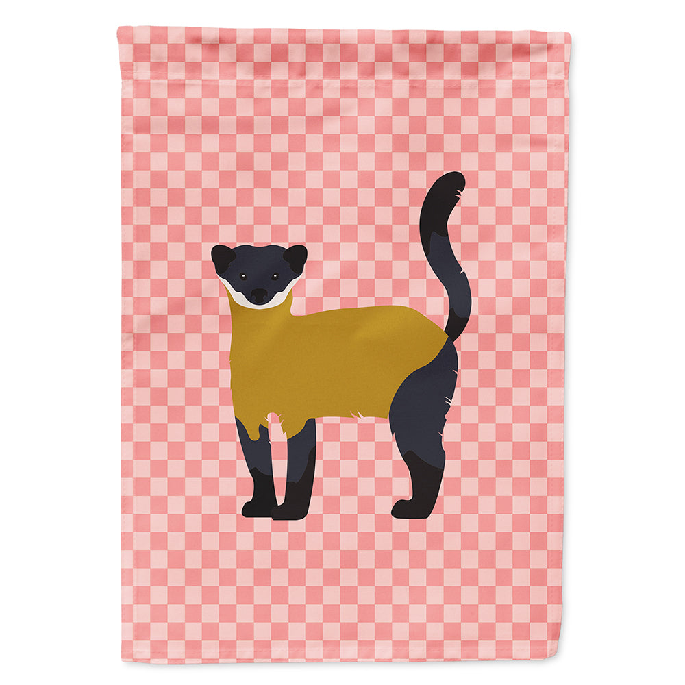Yellow-Throated Marten Pink Check House Flag 28x40 Porch Sleeve Pole Decorative Outside Yard Banner Artwork Wall Hanging, Polyester