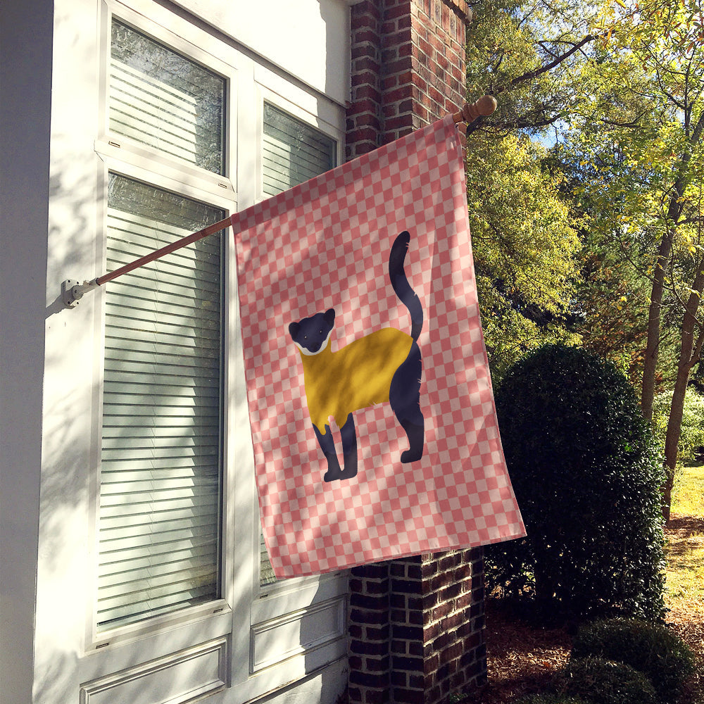 Yellow-Throated Marten Pink Check House Flag 28x40 Porch Sleeve Pole Decorative Outside Yard Banner Artwork Wall Hanging, Polyester