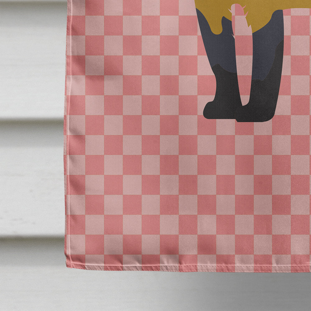 Yellow-Throated Marten Pink Check House Flag 28x40 Porch Sleeve Pole Decorative Outside Yard Banner Artwork Wall Hanging, Polyester