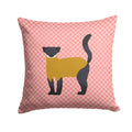 Yellow-Throated Marten Pink Check Decorative Throw Pillow 14x14 Indoor Outdoor Accent Cushion, Fabric Cover with Insert for Sofa, Bed, Porch & Living Room