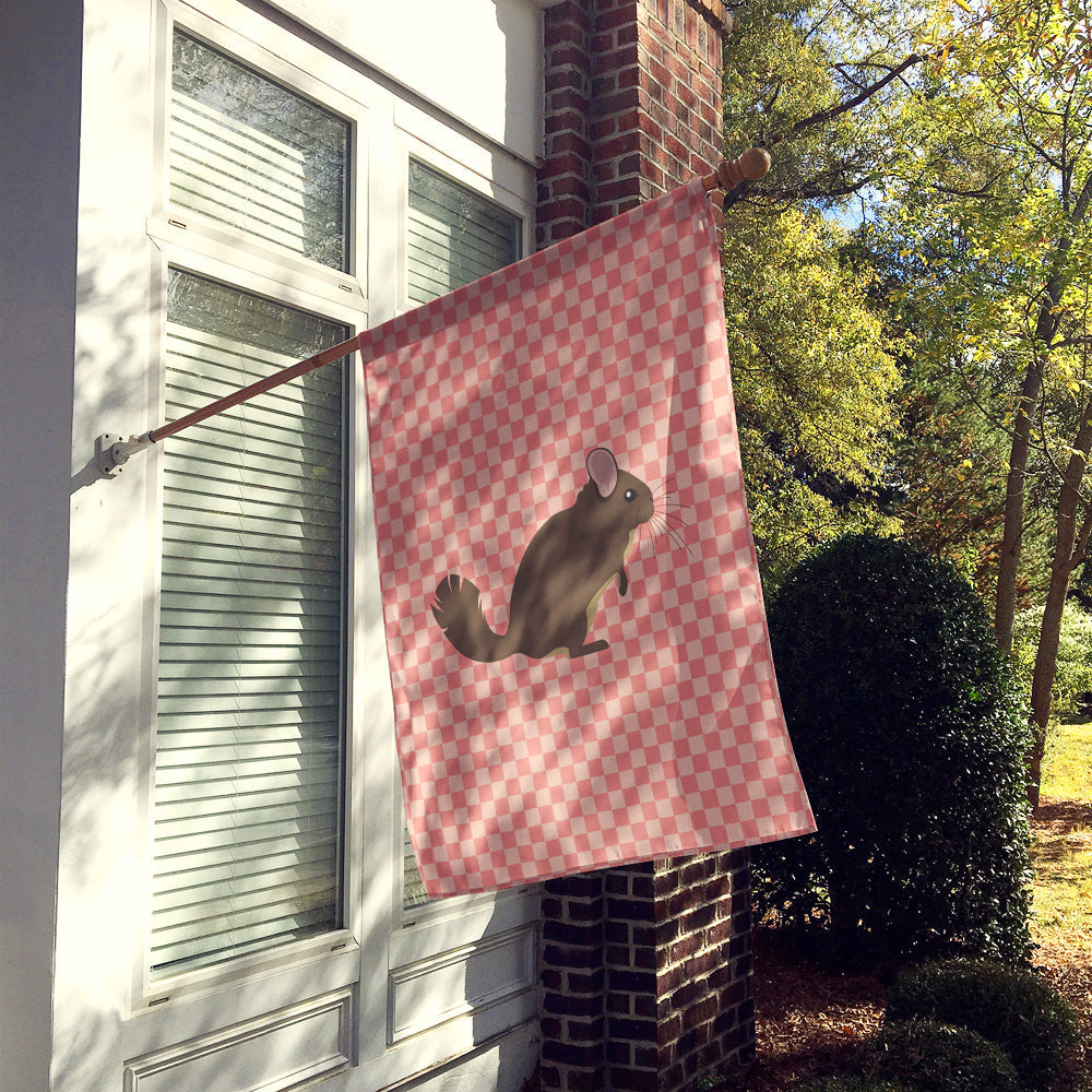 Chinchilla Pink Check House Flag 28x40 Porch Sleeve Pole Decorative Outside Yard Banner Artwork Wall Hanging, Polyester