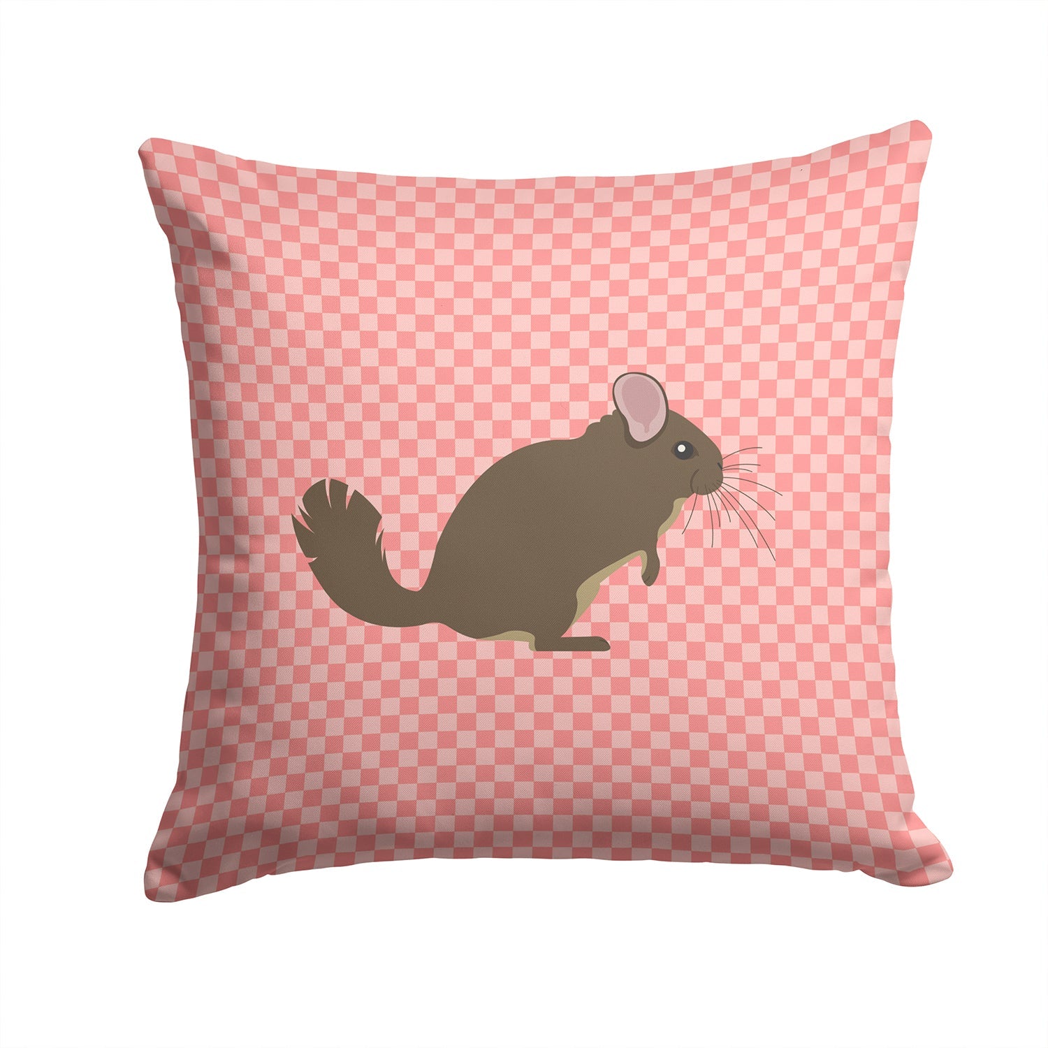 Chinchilla Pink Check Decorative Throw Pillow 14x14 Indoor Outdoor Accent Cushion, Fabric Cover with Insert for Sofa, Bed, Porch & Living Room