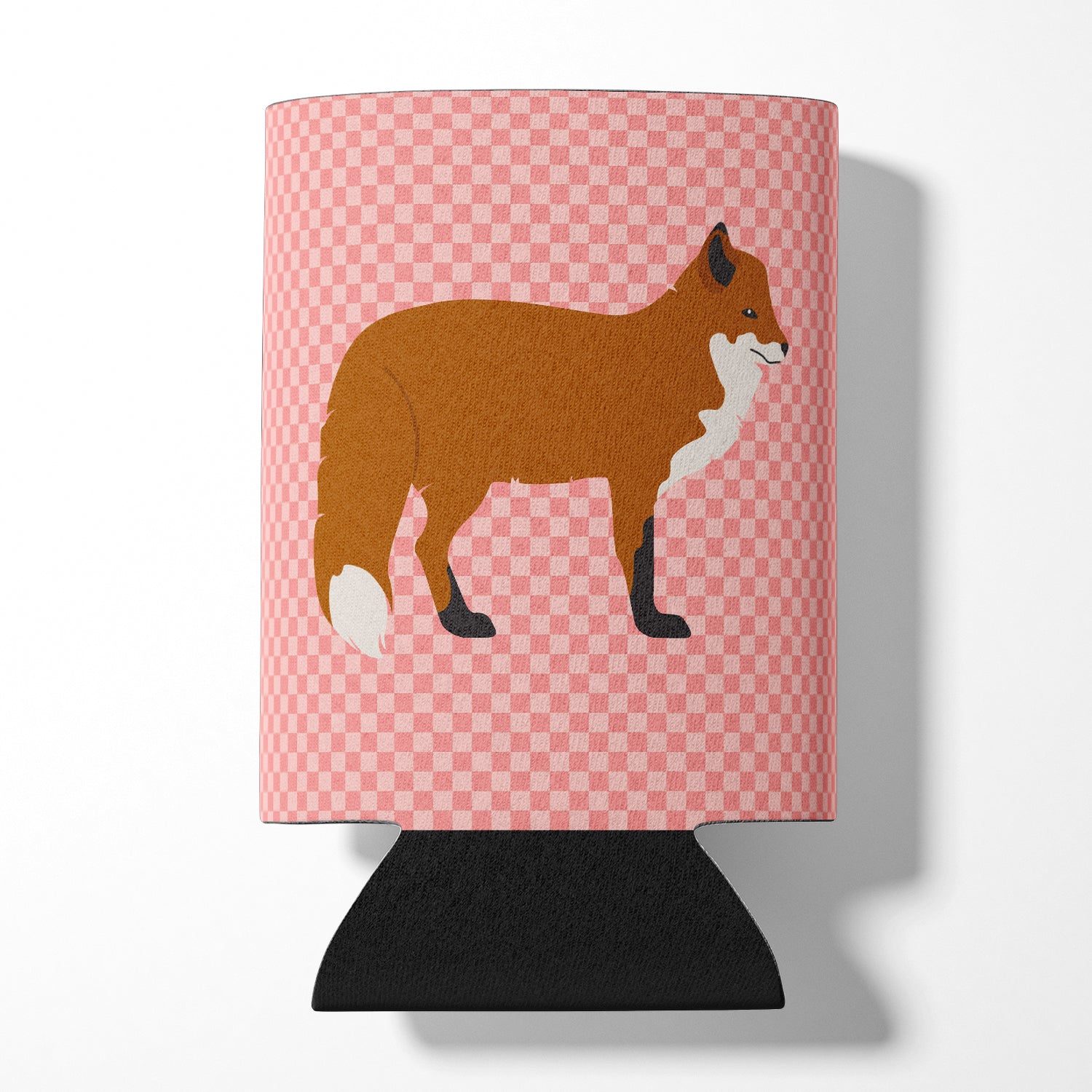 Red Fox Pink Check Can or Bottle Hugger Cooler Sleeve for Standard 12 oz Cans, Insulated Foam Beer & Soda Can Hugger Reusable