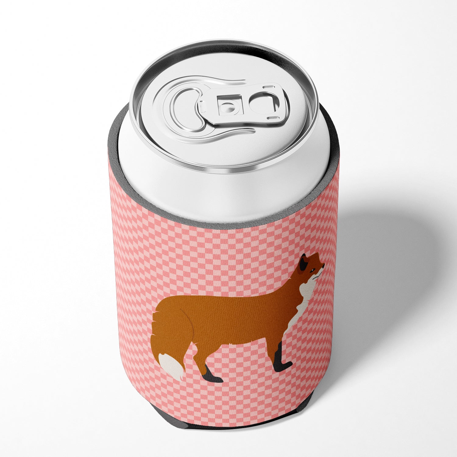 Red Fox Pink Check Can or Bottle Hugger Cooler Sleeve for Standard 12 oz Cans, Insulated Foam Beer & Soda Can Hugger Reusable