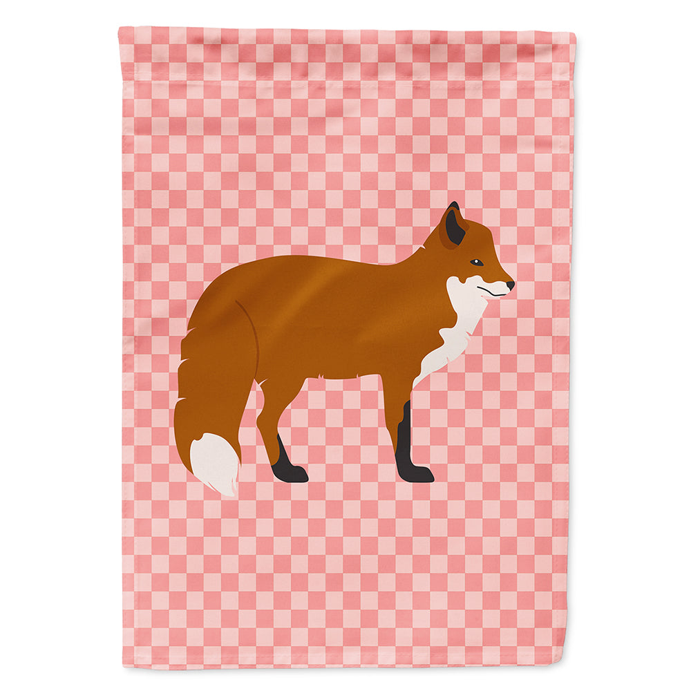 Red Fox Pink Check House Flag 28x40 Porch Sleeve Pole Decorative Outside Yard Banner Artwork Wall Hanging, Polyester