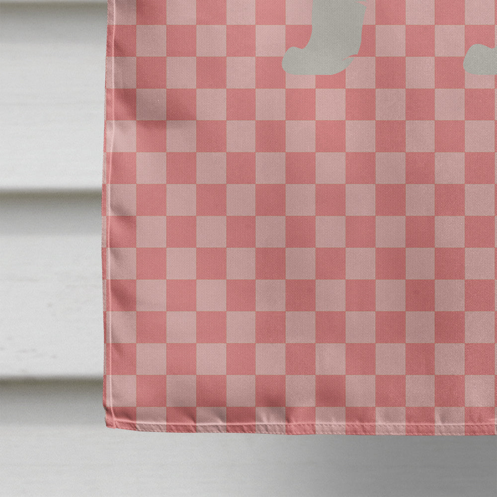 White Arctic Fox Pink Check House Flag 28x40 Porch Sleeve Pole Decorative Outside Yard Banner Artwork Wall Hanging, Polyester