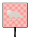 White Arctic Fox Pink Check Leash or Key Holder Wall Hooks, Key Hooks Holder, Coat Rack Wall Mount, Coat Hooks, Hooks for Hanging Keys, Towels, Aprons, Leashes