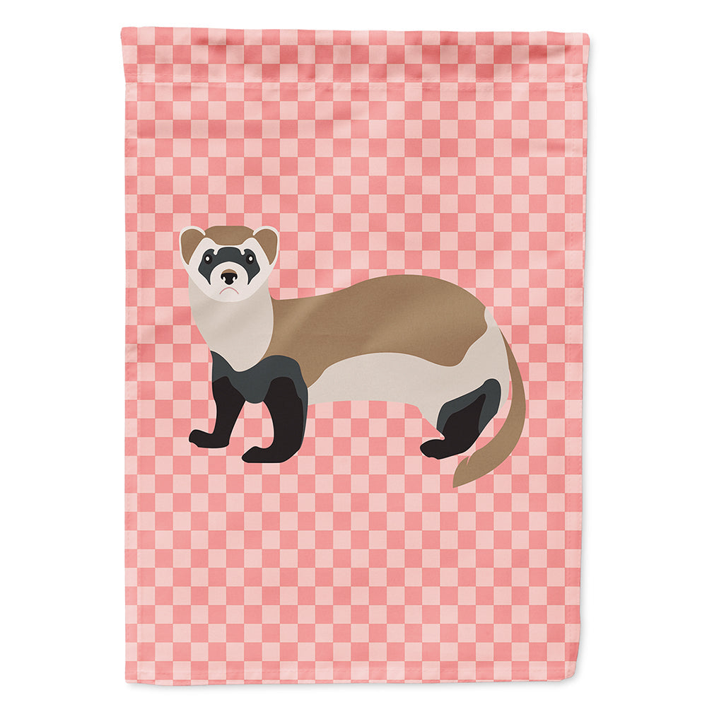 Ferret Pink Check House Flag 28x40 Porch Sleeve Pole Decorative Outside Yard Banner Artwork Wall Hanging, Polyester