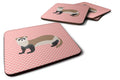Ferret Pink Check Foam Coasters Set of 4 Cup Coasters for Indoor Outdoor, Tabletop Protection, Anti Slip, Mouse pad Material