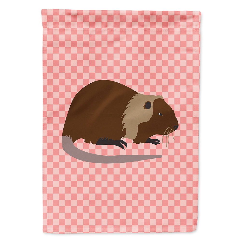 Coypu Nutria River Rat Pink Check House Flag 28x40 Porch Sleeve Pole Decorative Outside Yard Banner Artwork Wall Hanging, Polyester