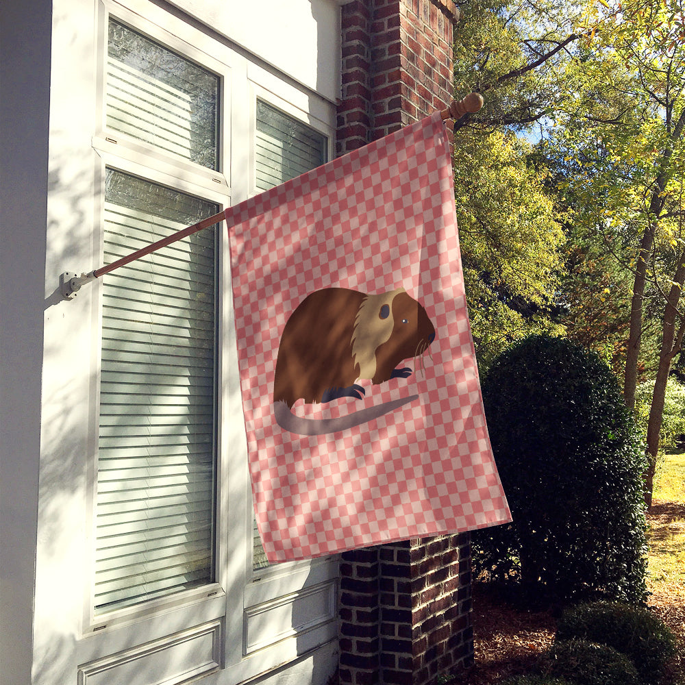 Coypu Nutria River Rat Pink Check House Flag 28x40 Porch Sleeve Pole Decorative Outside Yard Banner Artwork Wall Hanging, Polyester