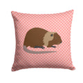 Coypu Nutria River Rat Pink Check Decorative Throw Pillow 14x14 Indoor Outdoor Accent Cushion, Fabric Cover with Insert for Sofa, Bed, Porch & Living Room
