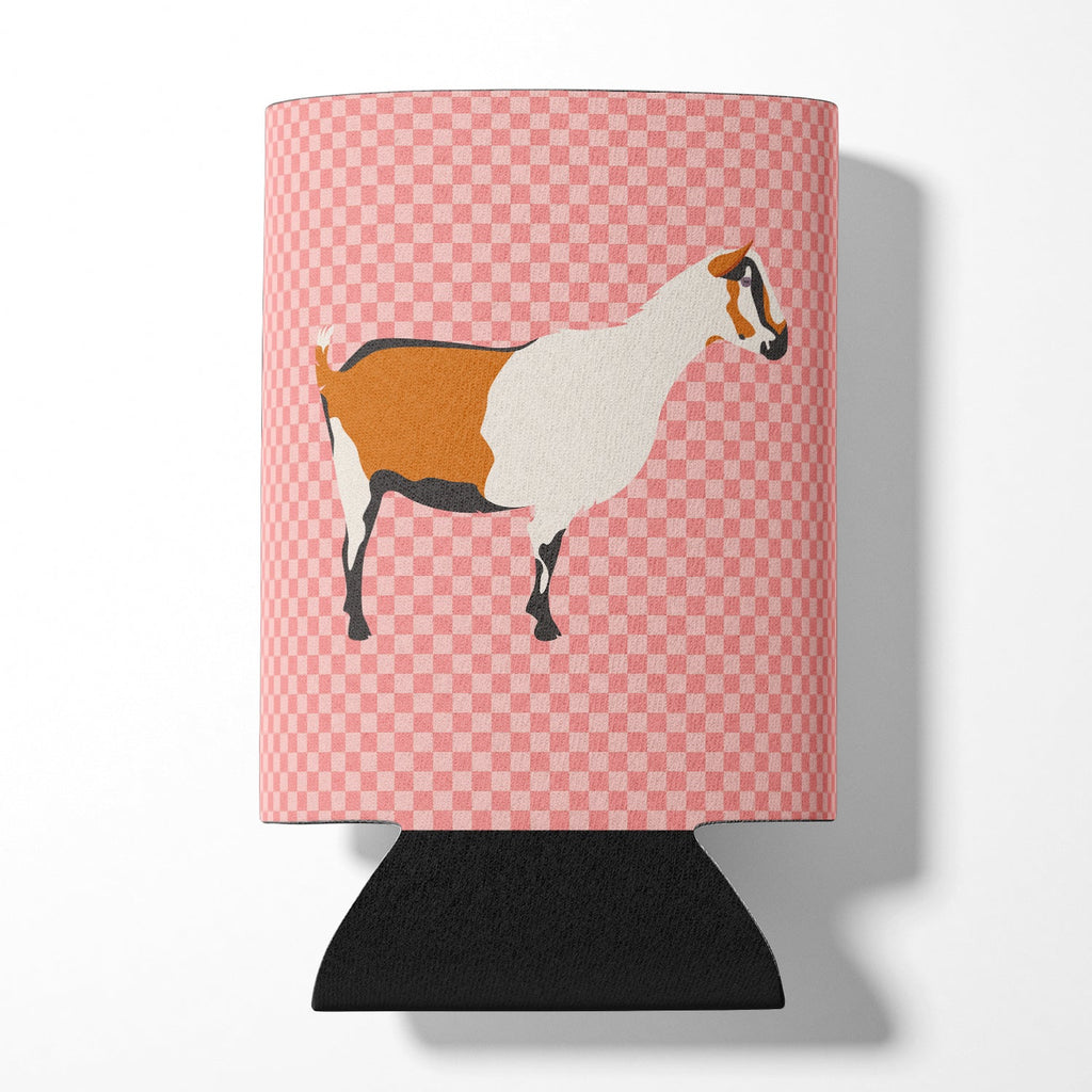 Alpine Goat Pink Check Can or Bottle Hugger Cooler Sleeve for Standard 12 oz Cans, Insulated Foam Beer & Soda Can Hugger Reusable