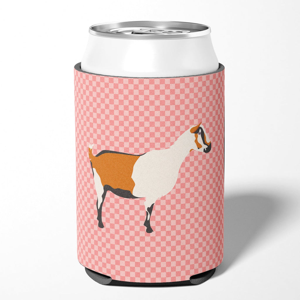 Alpine Goat Pink Check Can or Bottle Hugger Cooler Sleeve for Standard 12 oz Cans, Insulated Foam Beer & Soda Can Hugger Reusable