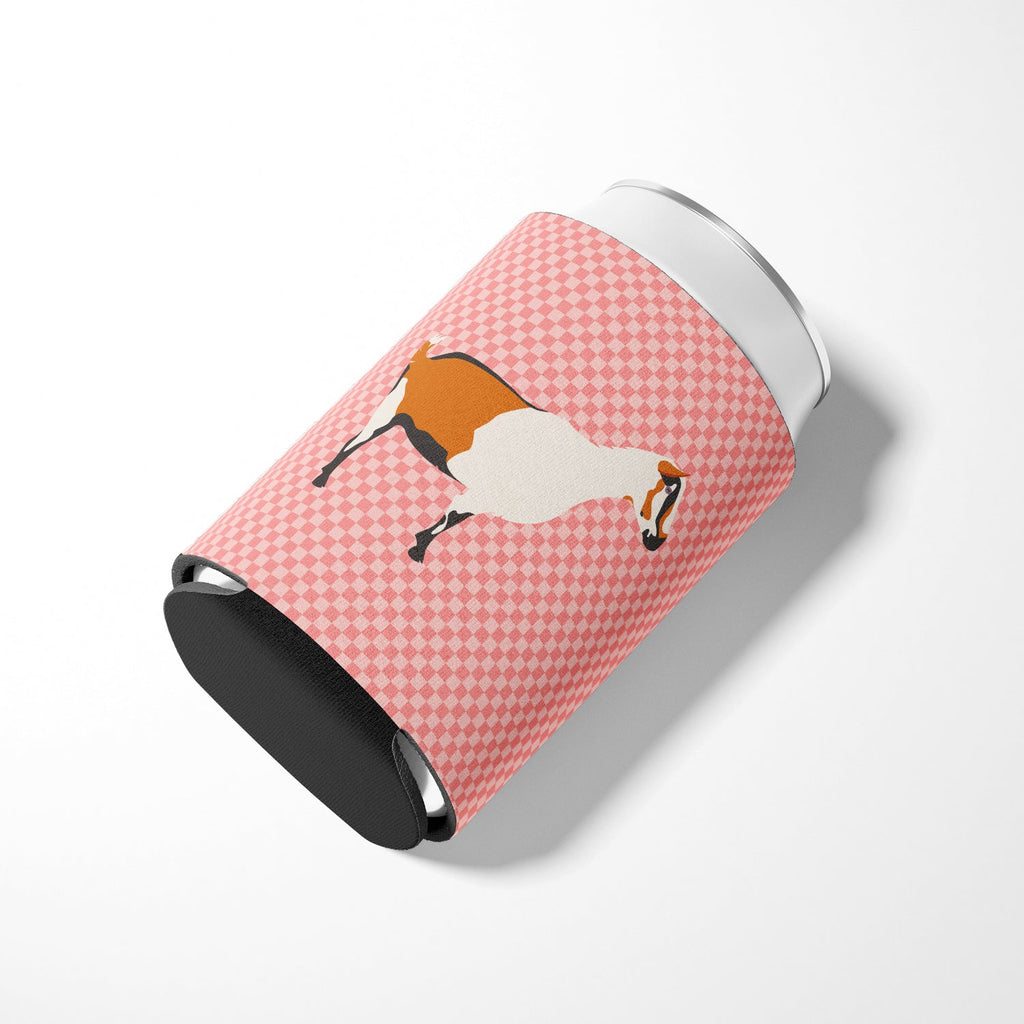 Alpine Goat Pink Check Can or Bottle Hugger Cooler Sleeve for Standard 12 oz Cans, Insulated Foam Beer & Soda Can Hugger Reusable