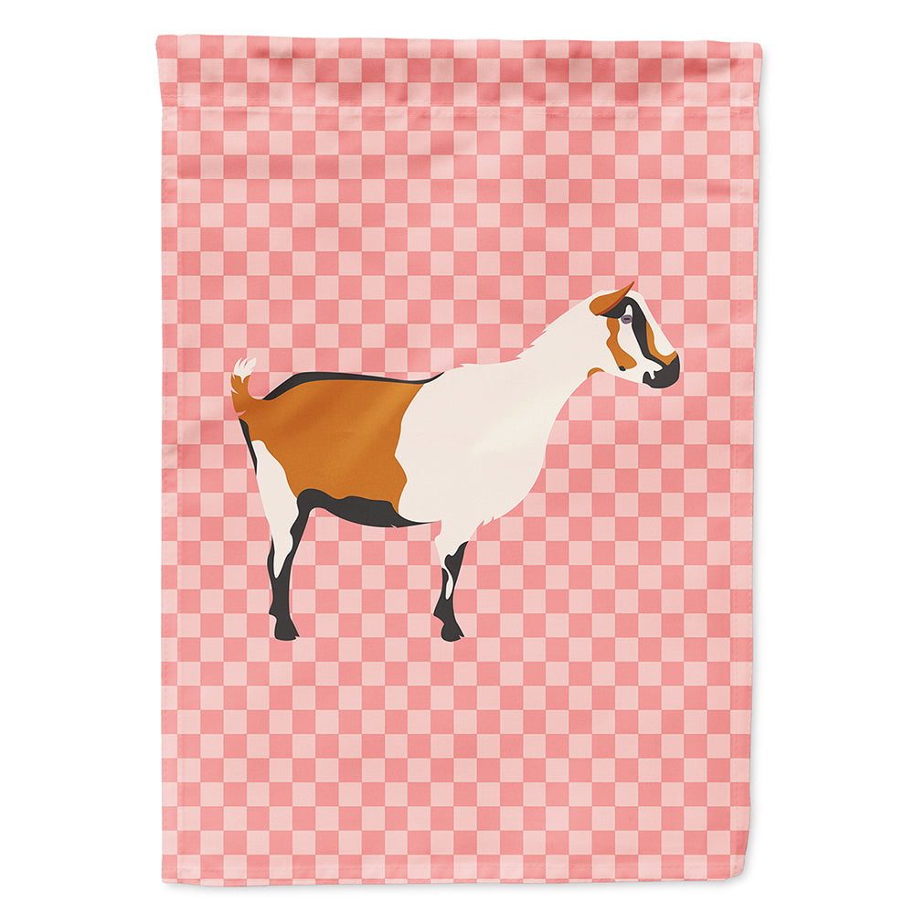 Alpine Goat Pink Check House Flag 28x40 Porch Sleeve Pole Decorative Outside Yard Banner Artwork Wall Hanging, Polyester