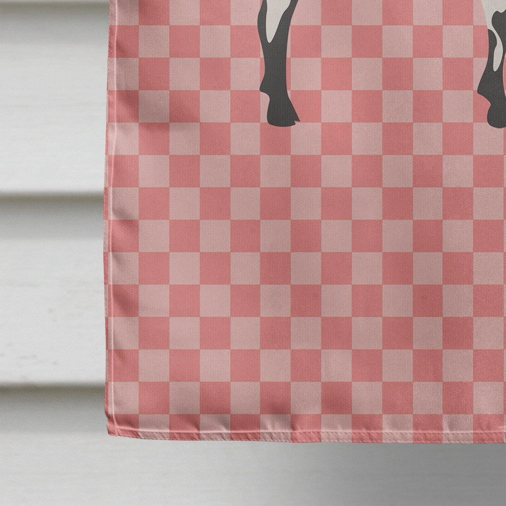 Alpine Goat Pink Check House Flag 28x40 Porch Sleeve Pole Decorative Outside Yard Banner Artwork Wall Hanging, Polyester