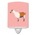 Alpine Goat Pink Check Ceramic Night Light Compact, UL-Certified, Ideal for Bedroom, Bathroom, Nursery, Hallway, Kitchen, 6x4x3, Multicolor