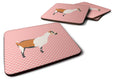 Alpine Goat Pink Check Foam Coasters Set of 4 Cup Coasters for Indoor Outdoor, Tabletop Protection, Anti Slip, Mouse pad Material