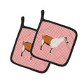 Alpine Goat Pink Check Pot Holder Set of 2 Heat Resistant Quilted Hot Pads 7.5 x 7.5 Inch, Insulated Kitchen Trivets for Cooking & Baking