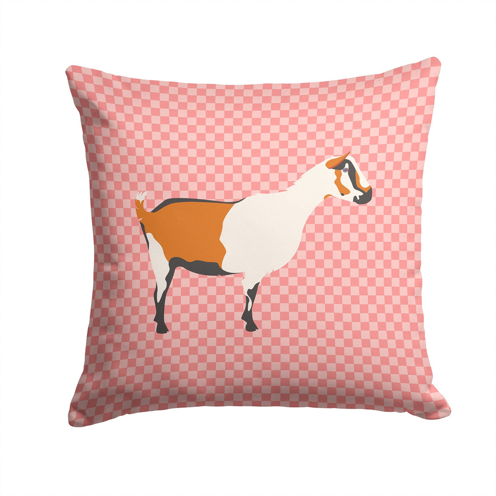 Alpine Goat Pink Check Decorative Throw Pillow 14x14 Indoor Outdoor Accent Cushion, Fabric Cover with Insert for Sofa, Bed, Porch & Living Room