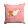 Alpine Goat Pink Check Decorative Throw Pillow 14x14 Indoor Outdoor Accent Cushion, Fabric Cover with Insert for Sofa, Bed, Porch & Living Room