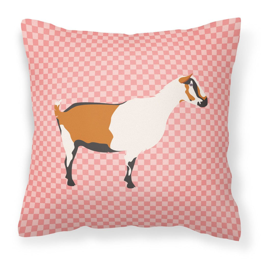 Alpine Goat Pink Check Decorative Throw Pillow 18x18 Indoor Outdoor Accent Cushion, Fabric Cover with Insert for Sofa, Bed, Porch & Living Room