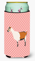 Alpine Goat Pink Check Tall Boy Hugger Can Cooler Sleeve Machine Washable Drink Collapsible Insulator Beverage Insulated Holder