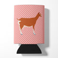 Toggenburger Goat Pink Check Can or Bottle Hugger Cooler Sleeve for Standard 12 oz Cans, Insulated Foam Beer & Soda Can Hugger Reusable