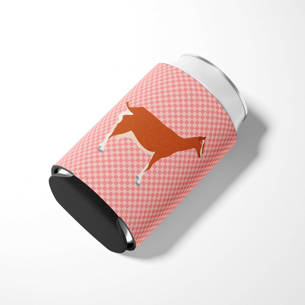 Toggenburger Goat Pink Check Can or Bottle Hugger Cooler Sleeve for Standard 12 oz Cans, Insulated Foam Beer & Soda Can Hugger Reusable