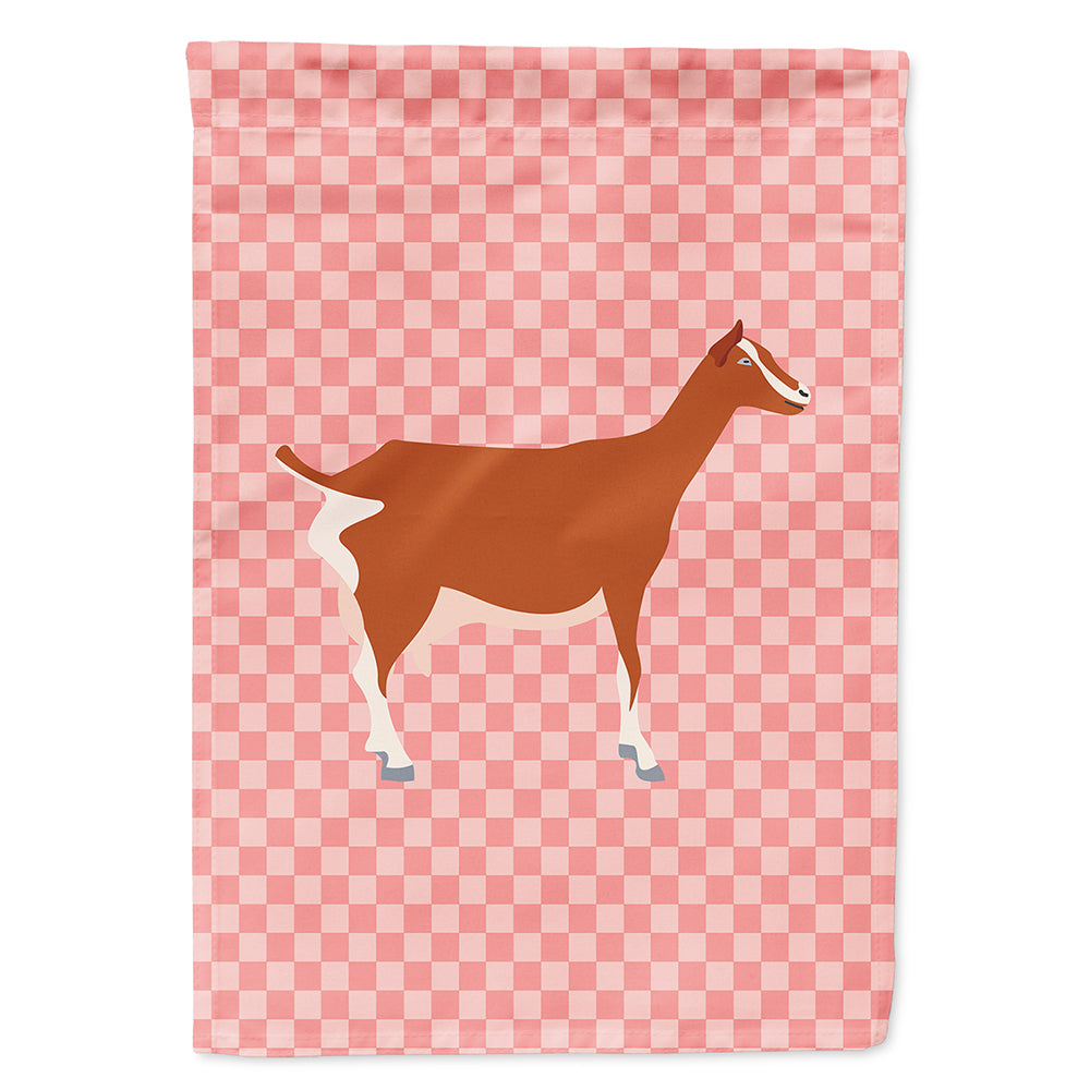Toggenburger Goat Pink Check House Flag 28x40 Porch Sleeve Pole Decorative Outside Yard Banner Artwork Wall Hanging, Polyester
