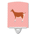 Toggenburger Goat Pink Check Ceramic Night Light Compact, UL-Certified, Ideal for Bedroom, Bathroom, Nursery, Hallway, Kitchen, 6x4x3, Multicolor