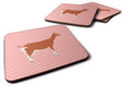 Toggenburger Goat Pink Check Foam Coasters Set of 4 Cup Coasters for Indoor Outdoor, Tabletop Protection, Anti Slip, Mouse pad Material