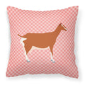 Toggenburger Goat Pink Check Decorative Throw Pillow 18x18 Indoor Outdoor Accent Cushion, Fabric Cover with Insert for Sofa, Bed, Porch & Living Room
