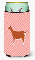 Toggenburger Goat Pink Check Tall Boy Hugger Can Cooler Sleeve Machine Washable Drink Collapsible Insulator Beverage Insulated Holder