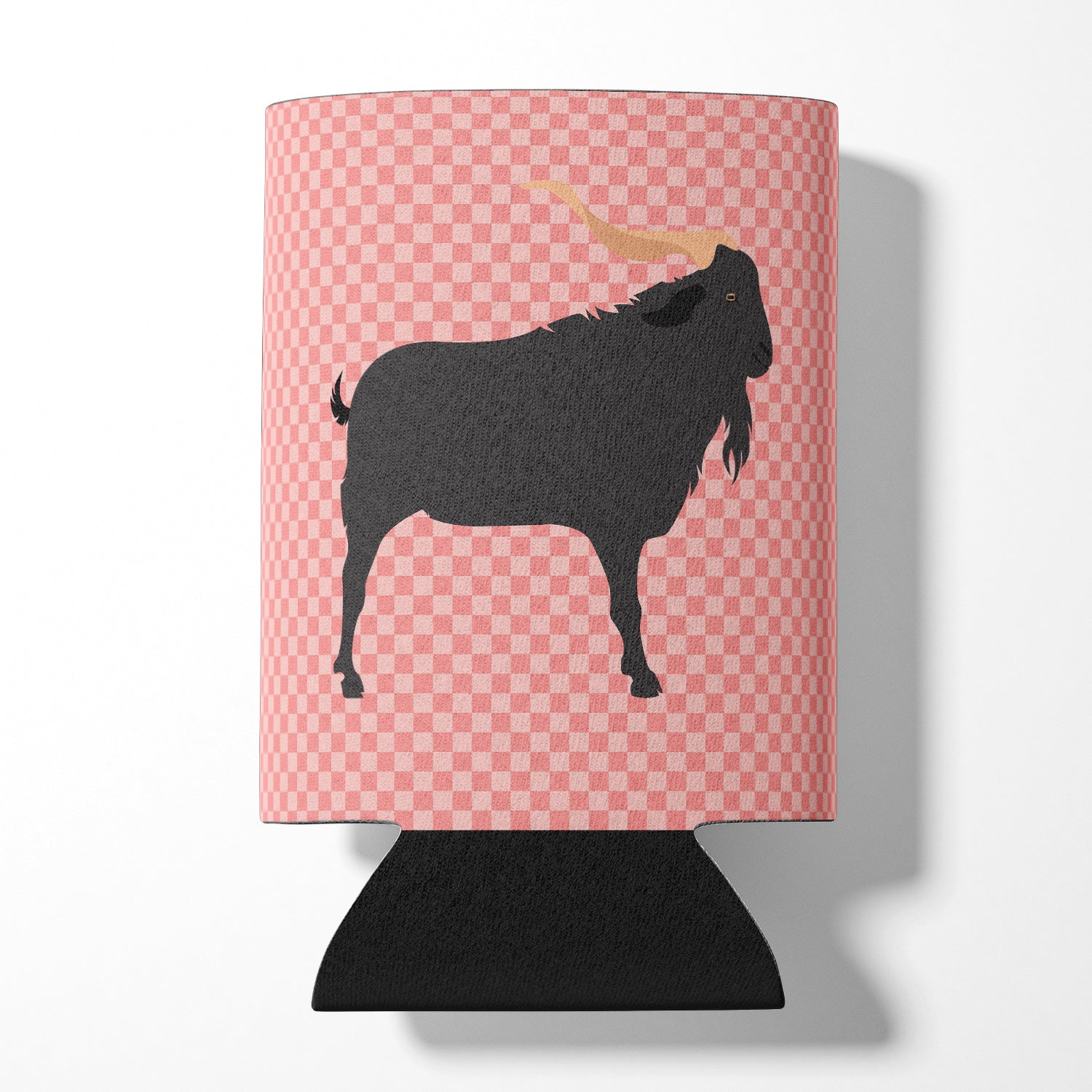 Verata Goat Pink Check Can or Bottle Hugger Cooler Sleeve for Standard 12 oz Cans, Insulated Foam Beer & Soda Can Hugger Reusable